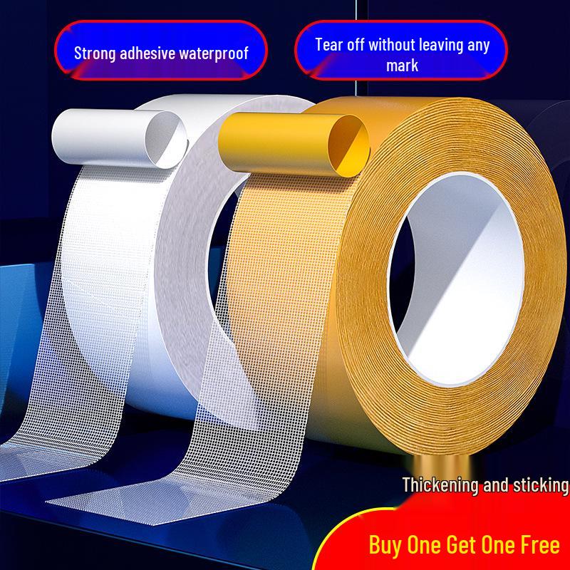 

Buki High Viscosity Double-Sided Transparent Tape - Wall & Carpet Adhesive, Heat Resistant, Thick, Traceless Grid. Yellow 10mm x 20m, Single Roll