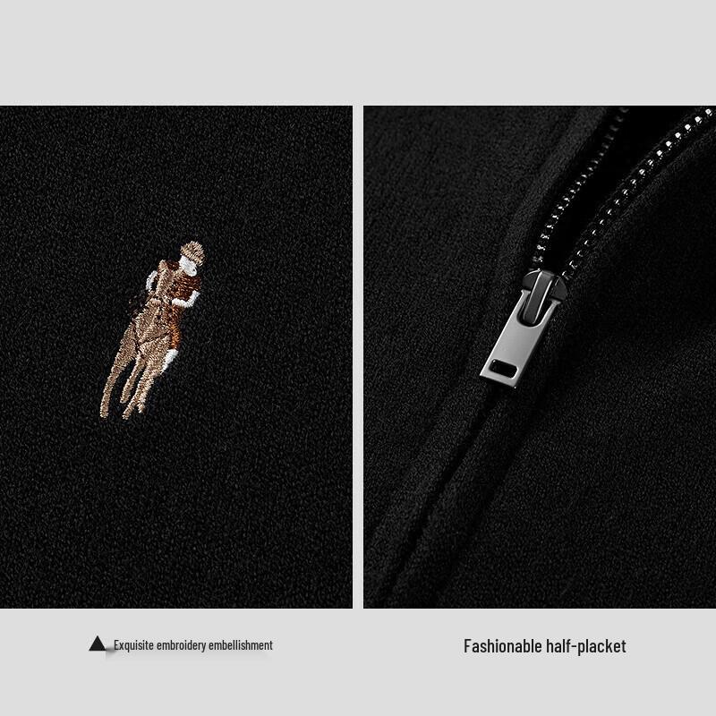 HLA Herren Tang Sancai Kollaboration Langarm Strickpullover mit halber Knopfleiste