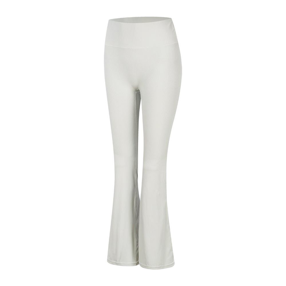 Lulu High-Waisted Ribbed Flare Yoga Pants: Bare-Feel, Butt-Lifting, Slimming Fitness Sportswear