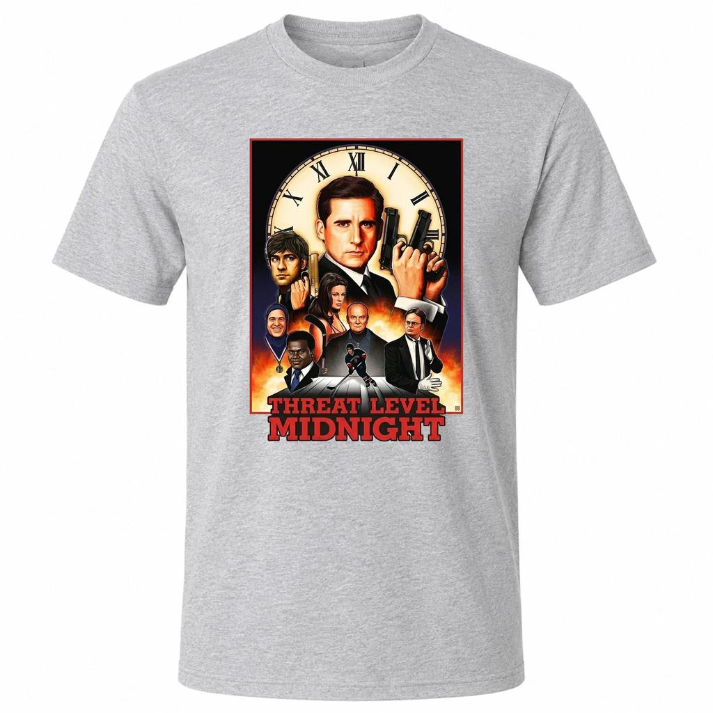 The Office Threat Level Midnight TV Series Men's Gray Graphic T Shirt Fr