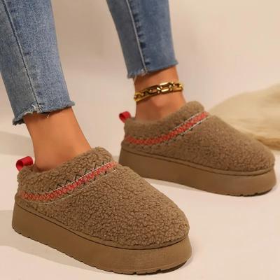Winter Damen Kurze Plüsch Warme Schneestiefel Mode Wildleder Damen Flacher Mund Ein-Schritt Lässig Dicksohlige Kurze Stiefel