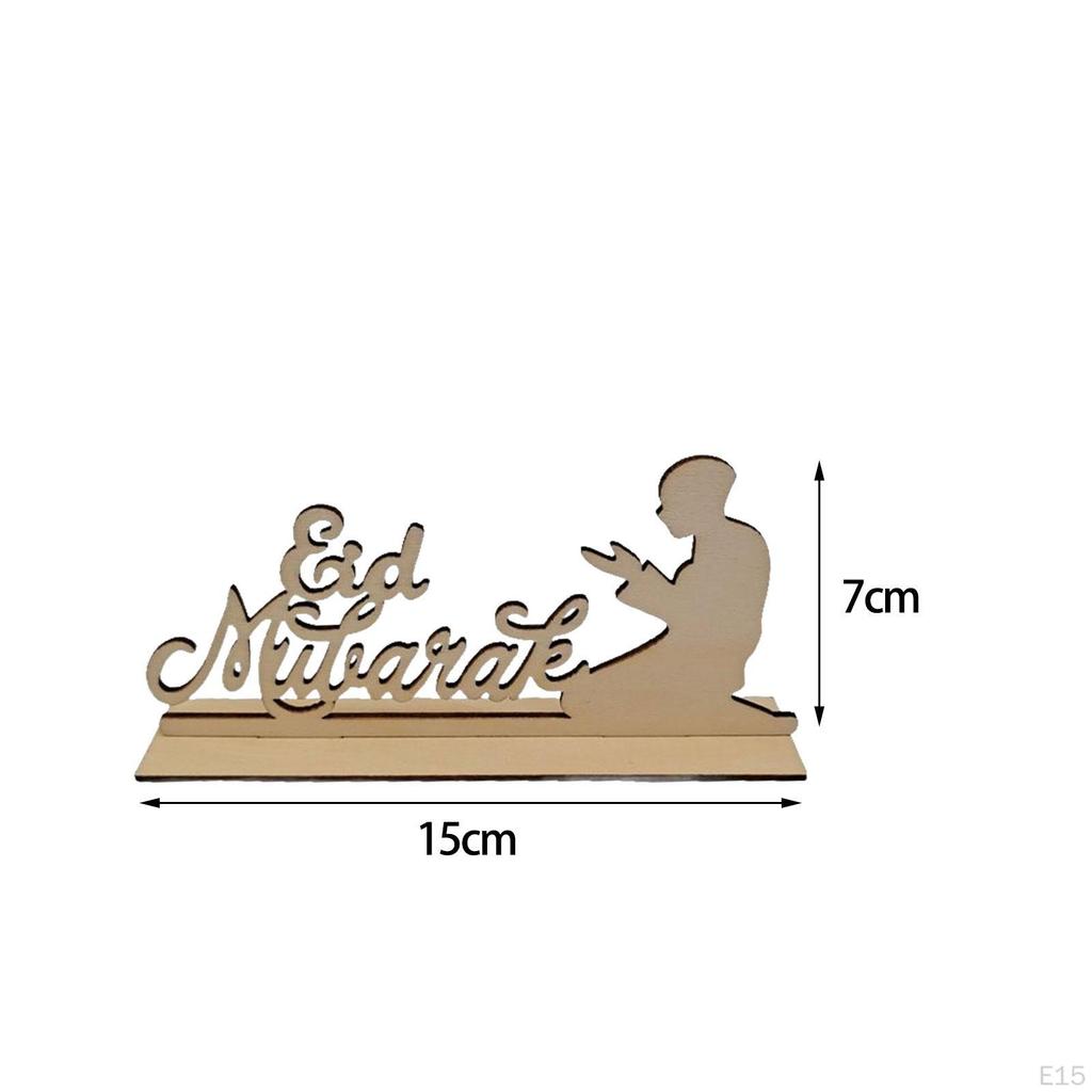 Creative Eid Mubarak Decoration, Islamic Muslim Ramadan Ornament Art Crafts Wooden Slice DIY for