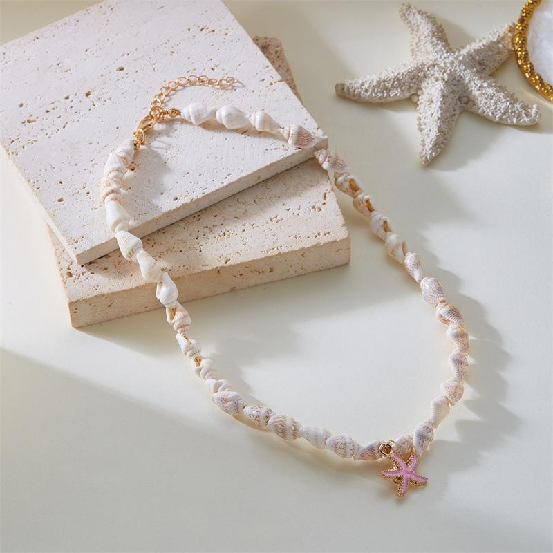 New Bohemian summer conch shell starfish necklace seaside beach vacation wind