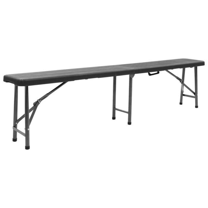 VidaXL Bancs de jardin pliables 2 pcs 180 cm PEHD Noir