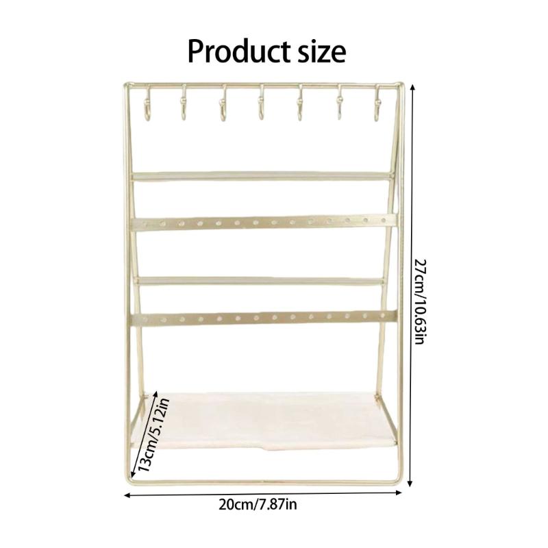 Gold Finish Iron 6 Tiers Earring Holder Bracelet Display Stand Desktop Organiser Easy Assembly Display Rack
