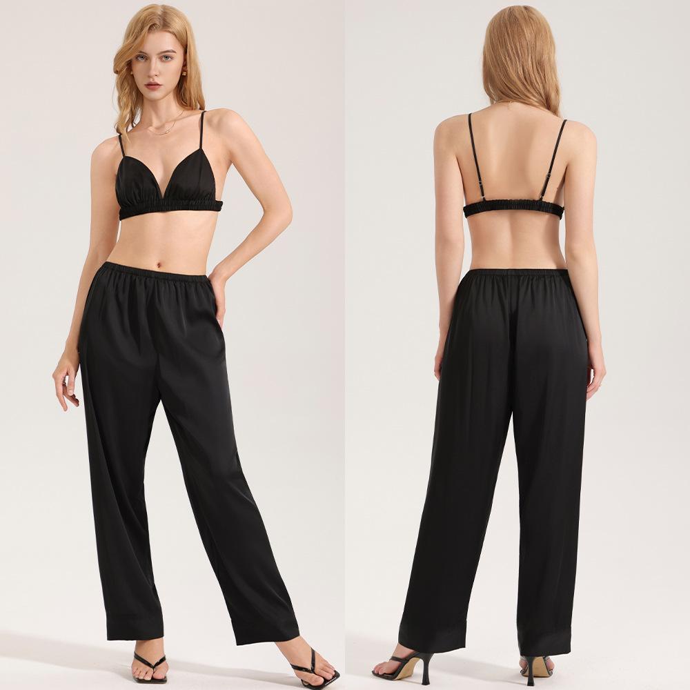 

Комплект пижамы Yaoting из сатина и шифона с принтом зебры: Женская летняя майка и длинные брюки для дома Small