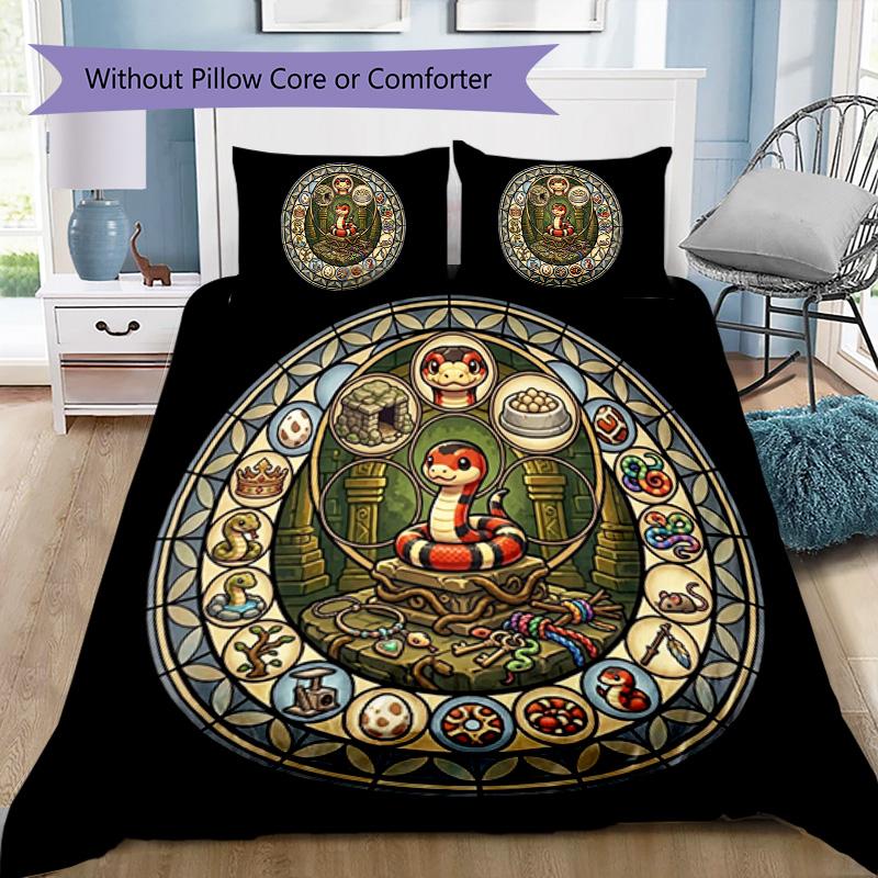 Snake Symbolism Mandala Pattern Bedding,Quilt Set Quilt Cover Pillowcase Home Birthday Gift (1*duvet Cover+2*pillowcase,without Core)