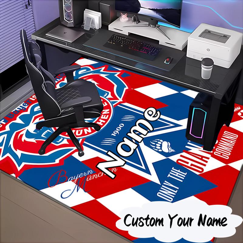 Custom Name Munich Crest Rug for Living Room, Game Rooms, Office, Bedroom, Floor Mat Playful Design, fan gifts Christmas decor