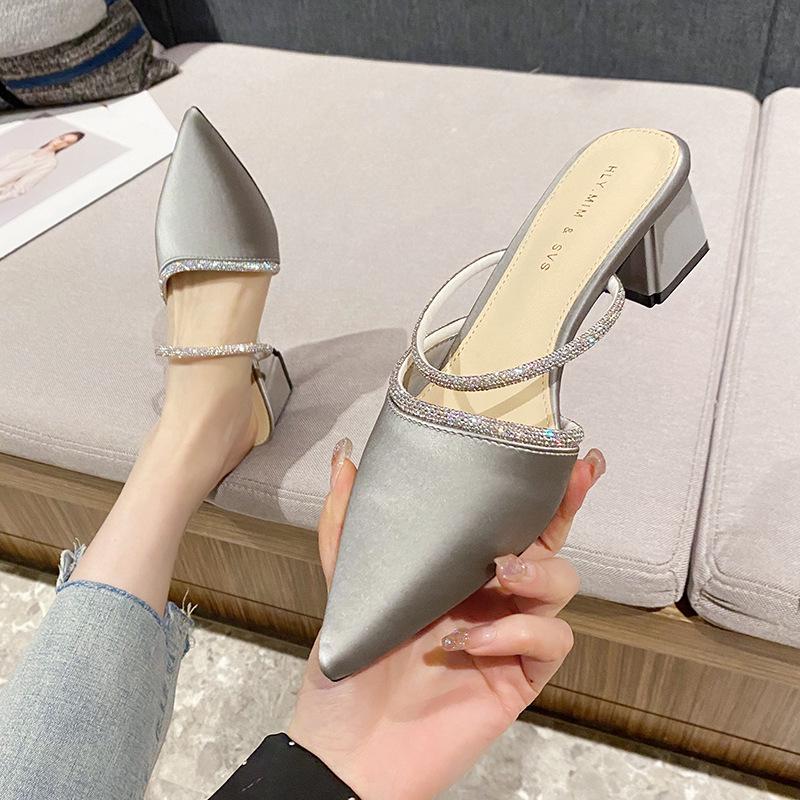 Huiliya Women's Baotou Mule Slippers 2025 – Versatile High/Medium/No Heel Design G5330-2