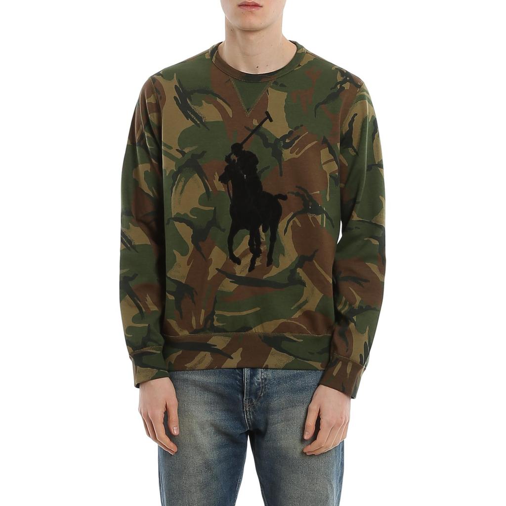 Polo Ralph Lauren Großes Pferde-Logo Applikation Rundhals Langarm Camouflage Sweatshirt Herren Sweatshirt 710795602-001