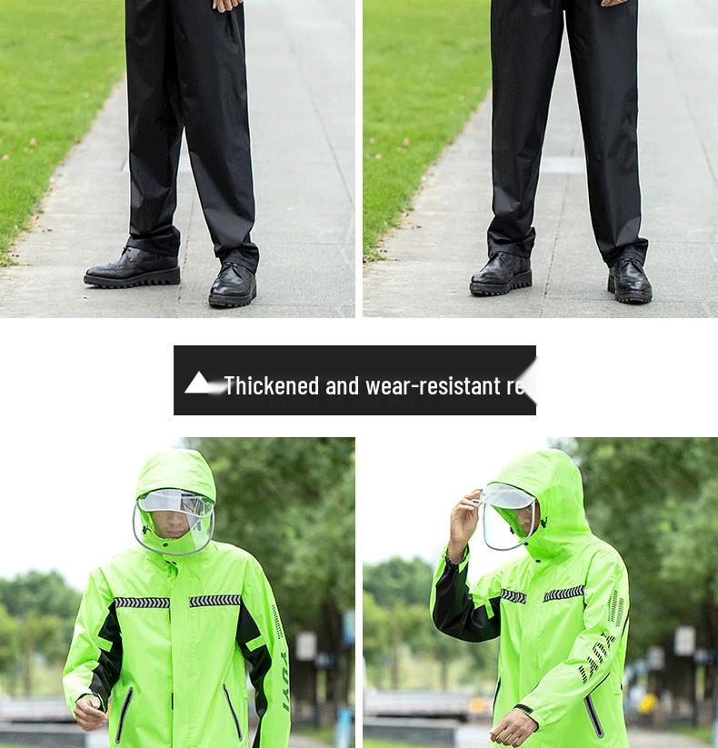 Men's and Women's Reflective Waterproof Raincoat and Pants Set for Riding and Takeaway