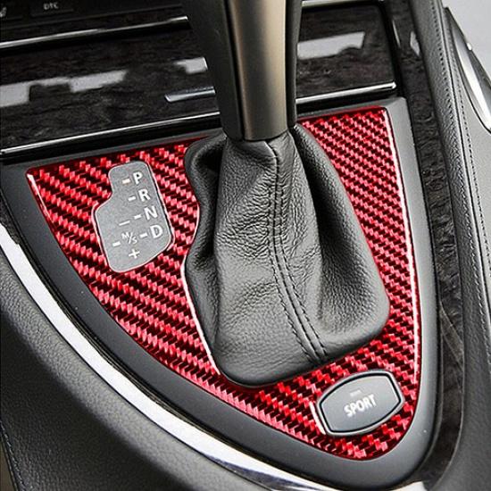 For BMW 6Series E63 E64 2004-2007 Red Carbon Fiber Auto Gear Shift Cover Trim
