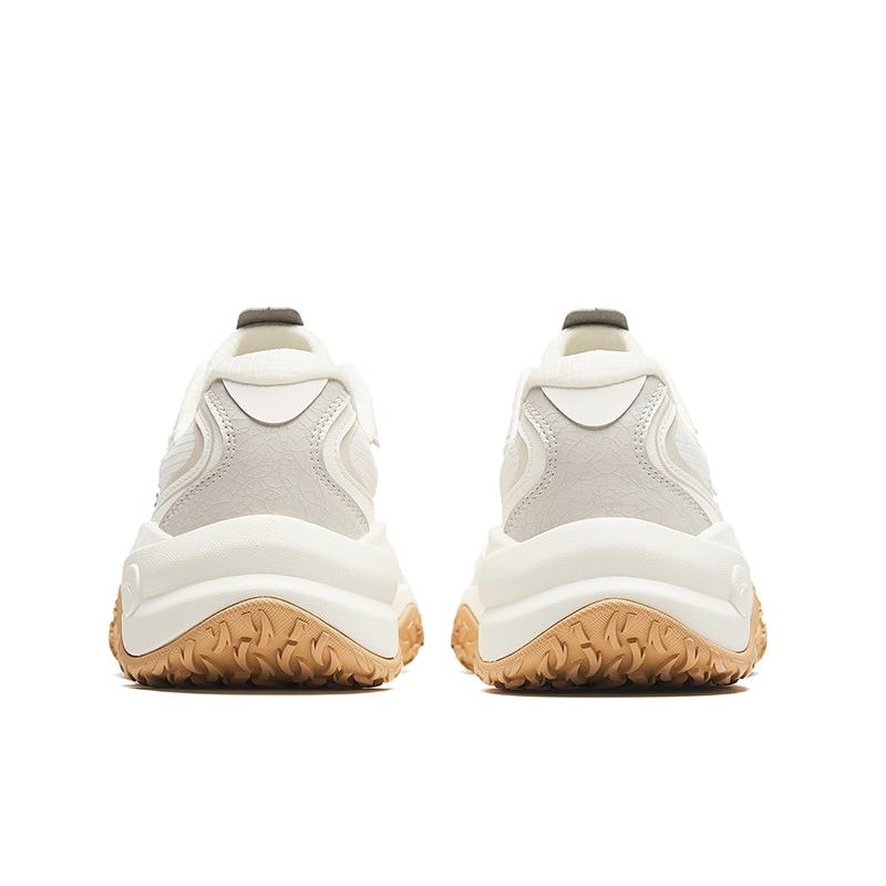 Anta Comfortable Versatile Thick Sole Low Top Lifestyle Casual Shoes Women Sneaker White Gray Yellow 922418870-1