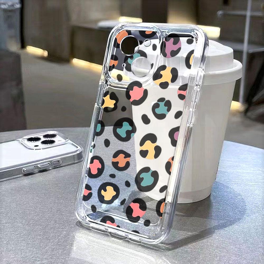 Colorful Leopard Print Pattern Lucency Phone Case for IPhone 14 15 16 13 12 11 17 Pro Max 12 13 Mini Soft Cover
