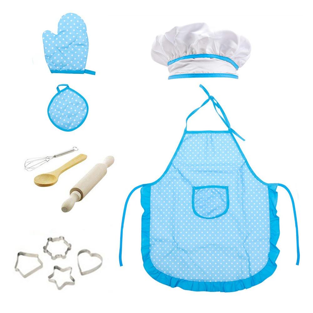 4/11Pcs Pink Apron for Little Girls Gift Kids Kitchen Chef Baking Tool