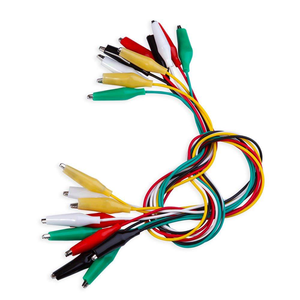YFFSFDC 5 Colors 30pcs Tester Wire 50cm Alligator Clip Double Ended Electrical Test Cable
