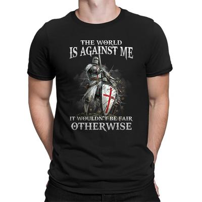 T-shirt Templare Il Mondo È Contro Di Me Guerriero Cristiano T-shirt Unisex