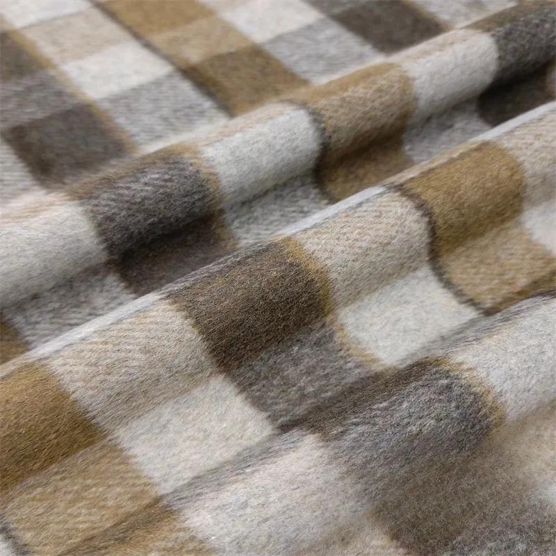 100x150cm Thickened Matte Checkered Fabric Vintage Soft for Handmade Diy Sewing Clothing Winter Coat Jackets Pants Material