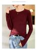 Women's German Velvet Double-Sided Red Half-High Collar Long-Sleeve Top - New for Autumn/Winter 2024