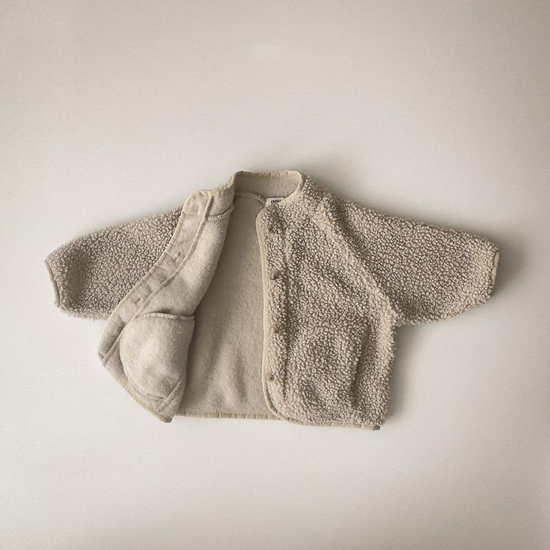 Korean Children's Clothing Winter Boys Girls Color Coat Plus Velvet Padded Jackets