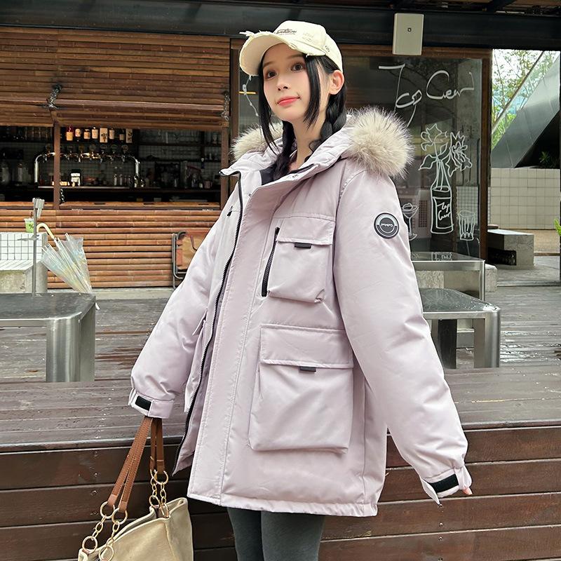 New Retro Thickened Fur Collar Cotton Jacket for Women Winter Workwear Cotton Jacket Pie Jacket