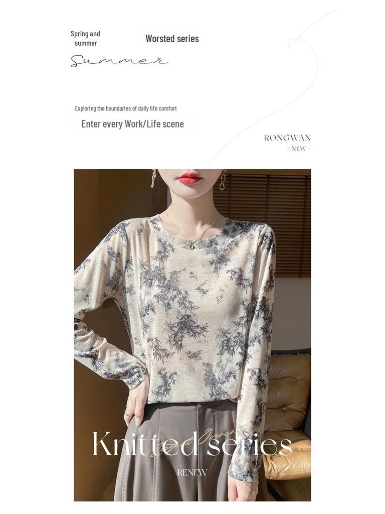 2025 Frühling/Sommer Retro Wasserlöslicher Batik Rundhals Damen Weiches Dünnes T-Shirt