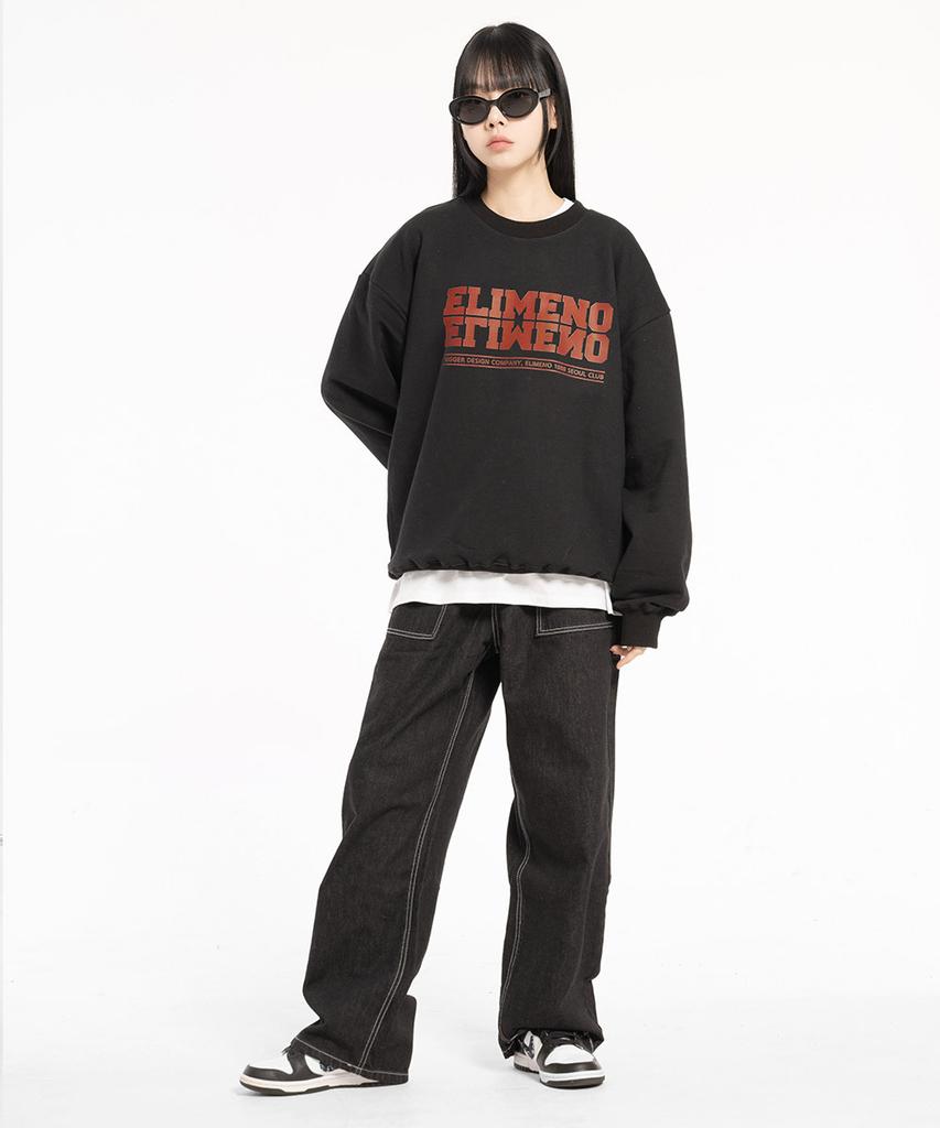 ELIMENO El Seoul Club Oversized Sweatshirt Black (Orange)