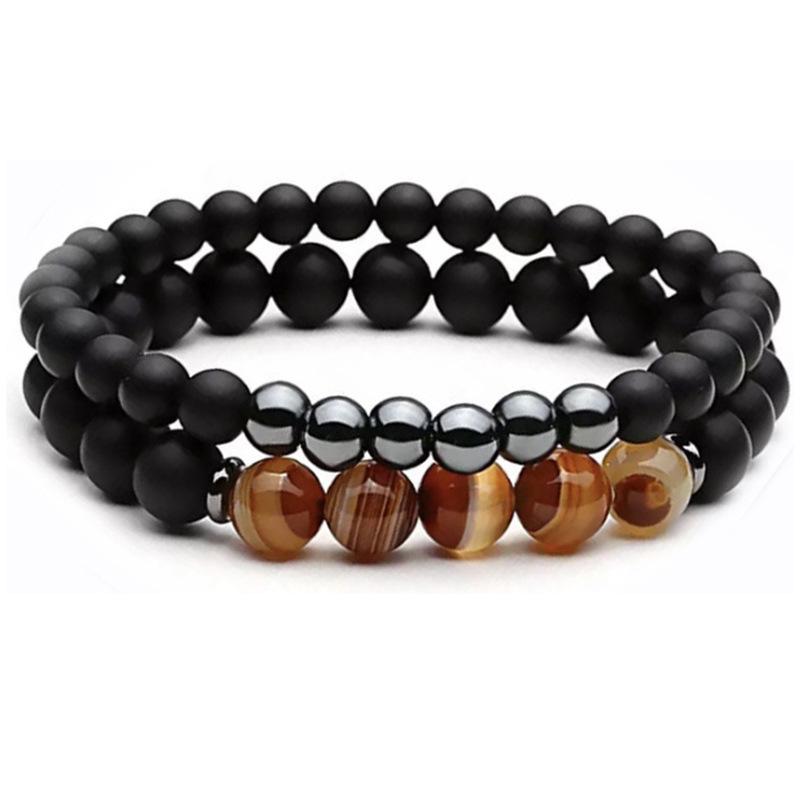 Multicolor Alloy & Volcanic Stone Yoga Bracelet with Turquoise & Tiger Eye Beads