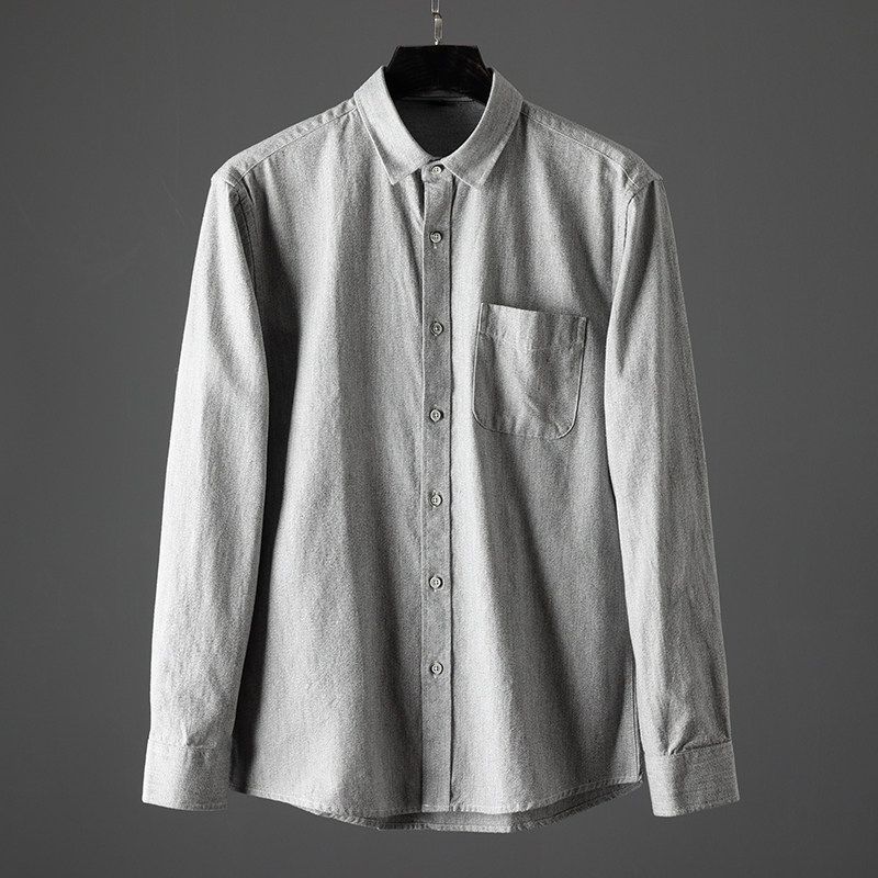 Export Casual Spring and Autumn Original Single Cut Label Long Sleeves Shirt Dark gray M