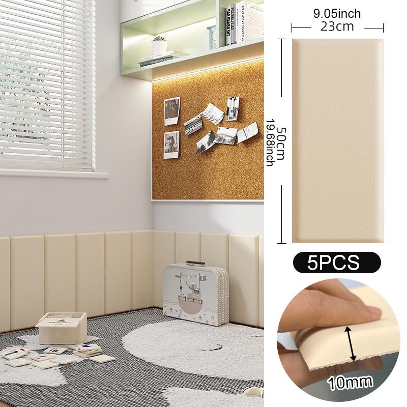 5PCS/SET 3D Wall Stickers Kids Anti-collision Leather Wall Panels Wallpaper Self-adhesive Soft Bag Peel and Stick Headboard Deco