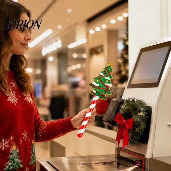 Бесконтактная платежная палочка, Рождественская палочка Tap-to-Pay, Держатель для кредитной карты с ручкой в виде леденца-трости, Милый для терминала, Санта, Снеговик, Елка, Пряничный человечек
