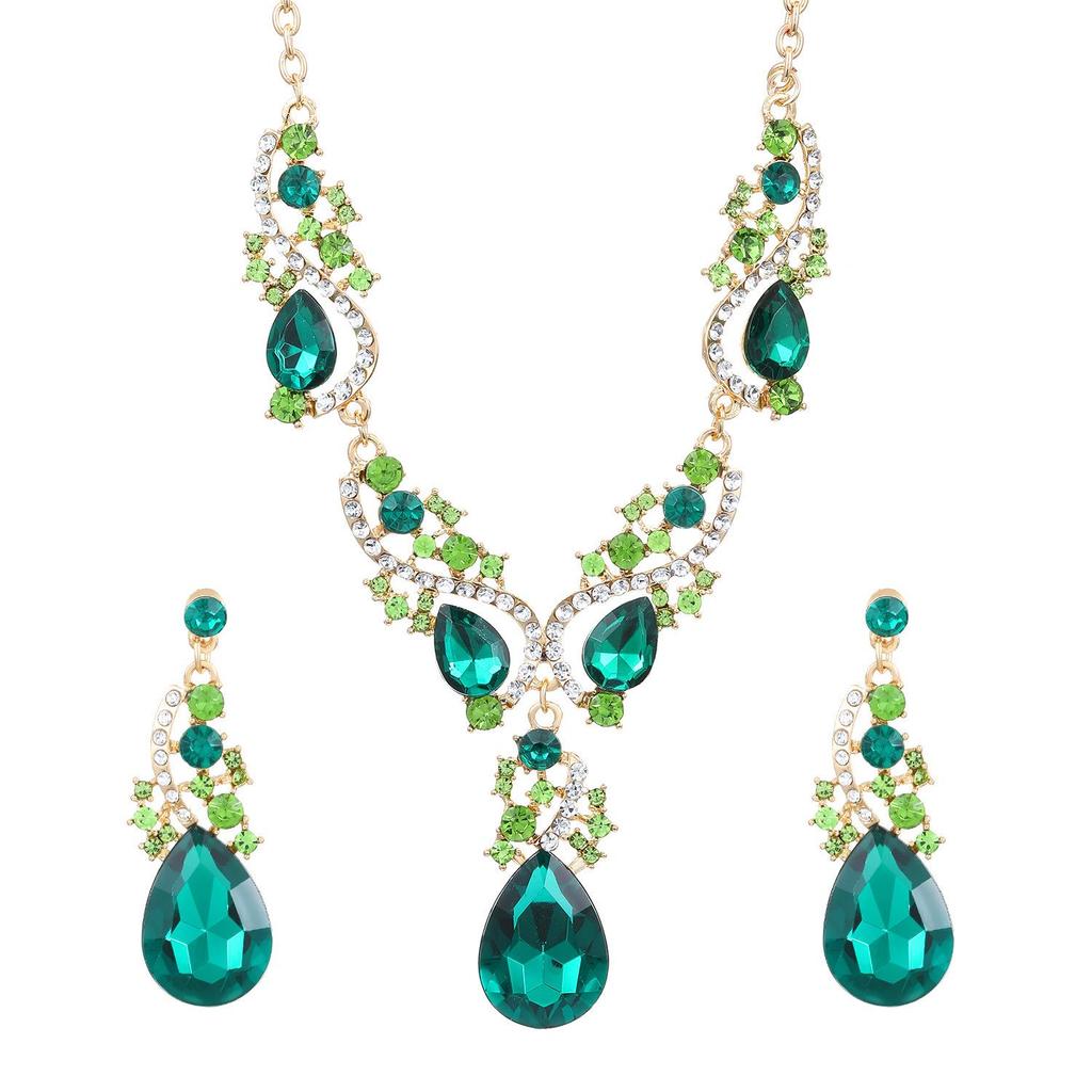 Luxury Teardrop Necklace & Earrings Set: Bridal & Evening Diamond Jewelry