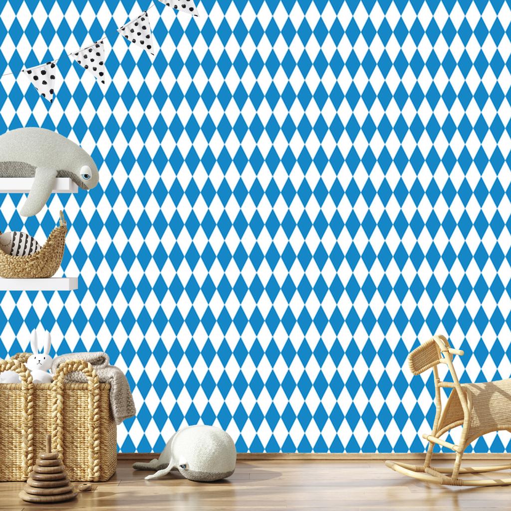 Harlequin Rhombus Wallpaper Azure and White for Living Room and Bedroom 50x1000