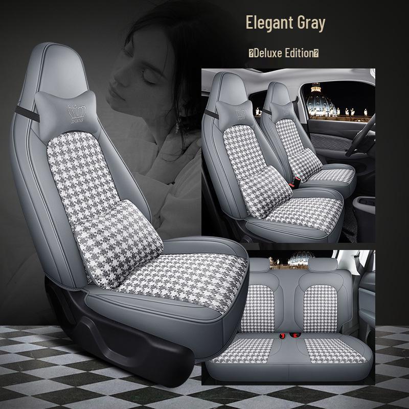 Leapmotor T03 Hahnentritt Autositzbezug - High-End Vollumschließend, Ganzjahreskissen.