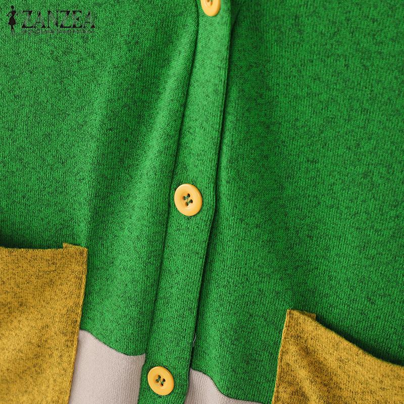 ZANZEA Chalecos sin mangas con bolsillos y bloques de color vintage para mujer