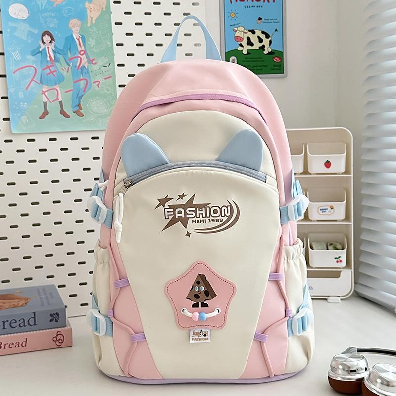 Стильный и милый корейская версия контрастный цвет рюкзак женский новый студенческий стиль легкий повседневный сумка для хранения студенческий рюкзак розовый