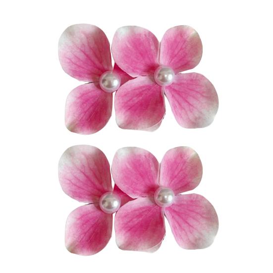 2 Stück Sommer-Haarnadel Farbverlauf Hortensie Doppelblüten-Design Imitation Perlenverzierung Haarspange Pony Seitenhaar Sommer-Haarschmuck