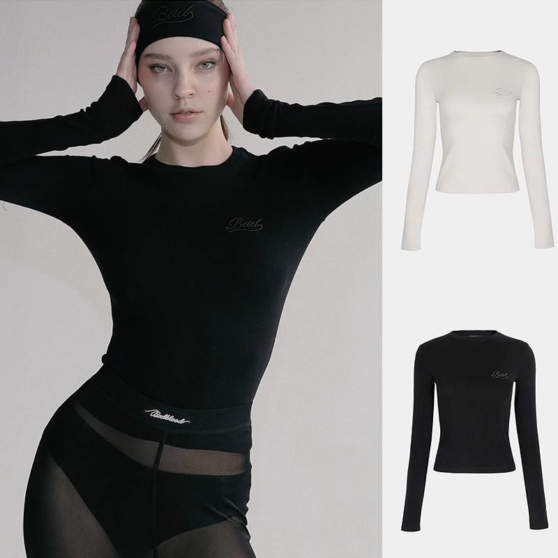 Korean Badblood BCAC Series Women's American Spicy Girl Long Sleeve Slim-Fit Solid Color T-Shirt