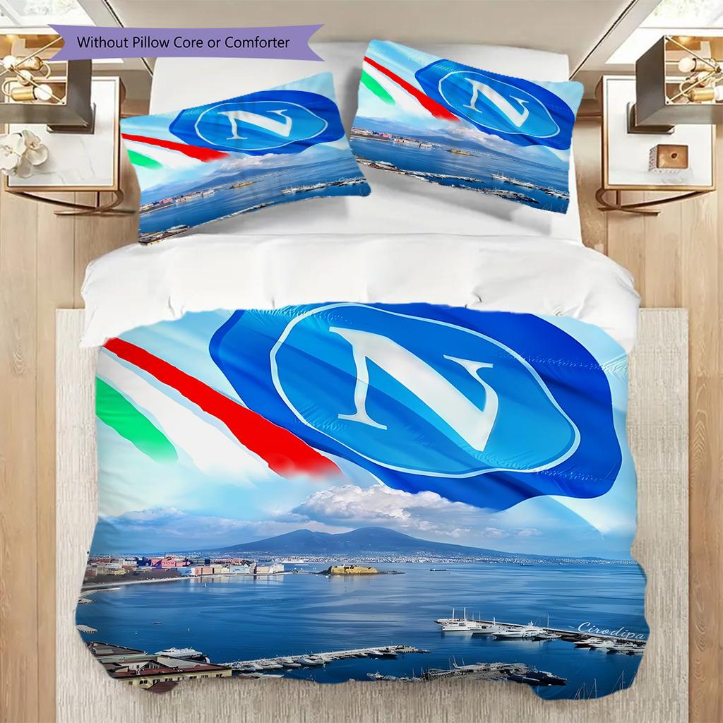 Set Copripiumino Trapuntato con Fantasia SSC Napoli Federa Decorazione per la Casa Regalo di Compleanno (1 * copripiumino + 2 * federa, senza nucleo)