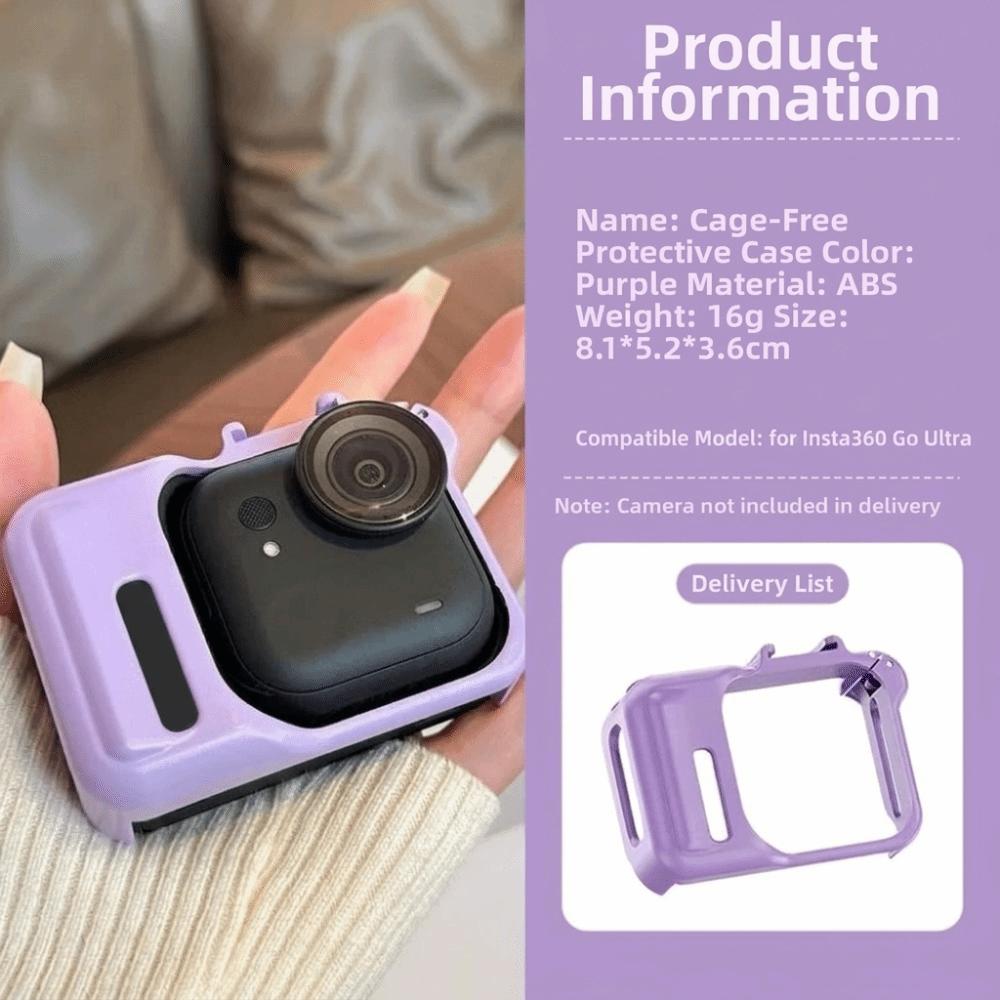 

Protective Protective Frame Cage Durable Thumb Camera Protective Cover Lightweight Protective Case for Insta360 GO Ultra фиолетовый