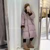 Corduroy Lapel Splicing Jacket Women's Long Over-knee Thickened Warm Loose Down Jacket