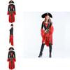 Women's Plus Size Pirate Costume Featuring Chic Red Dress Hat And Adjustable Belt