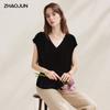 Women's V-Neck Velvet Texture Short Sleeve Top