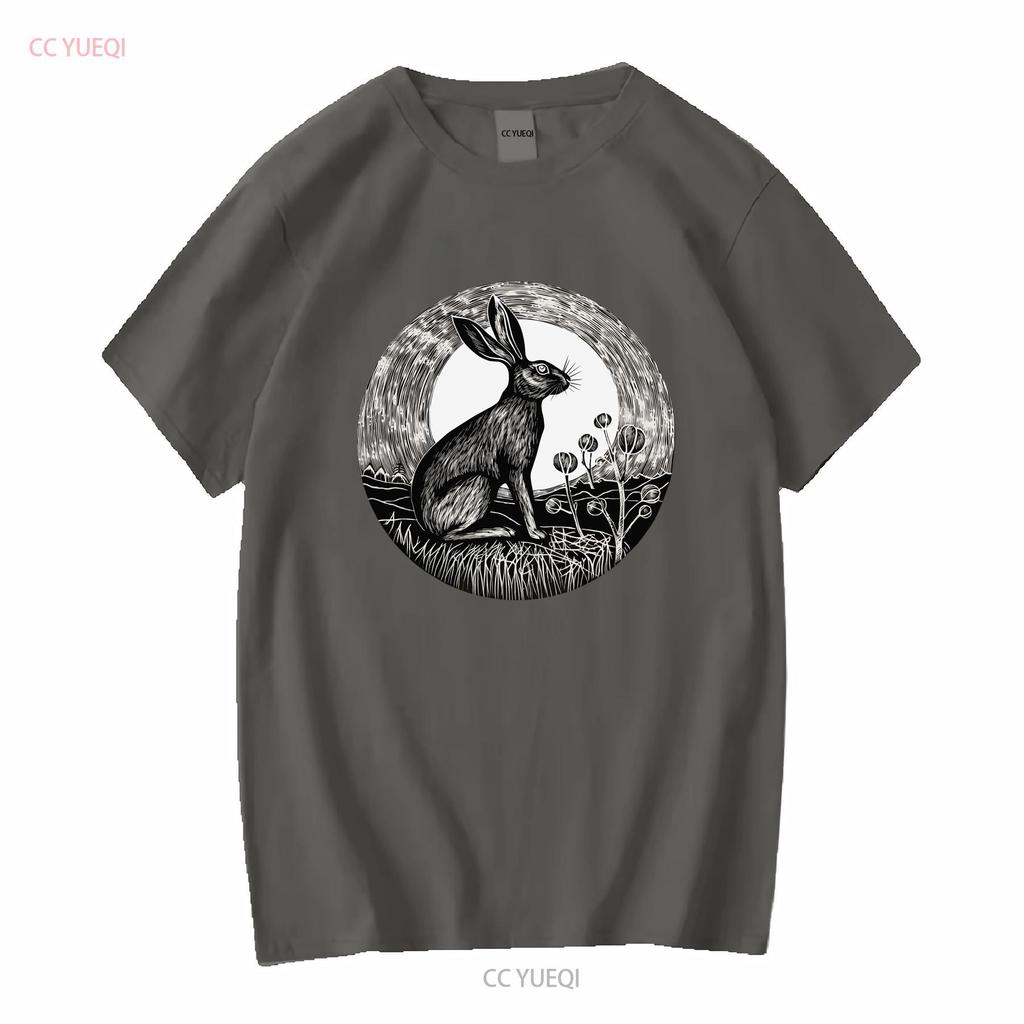 Full Moon Rabbit T Shirt Lover Bunny Desert Hare Mom Dad Long Or Short Sleeves Vintage Washed Fashion Streetwear