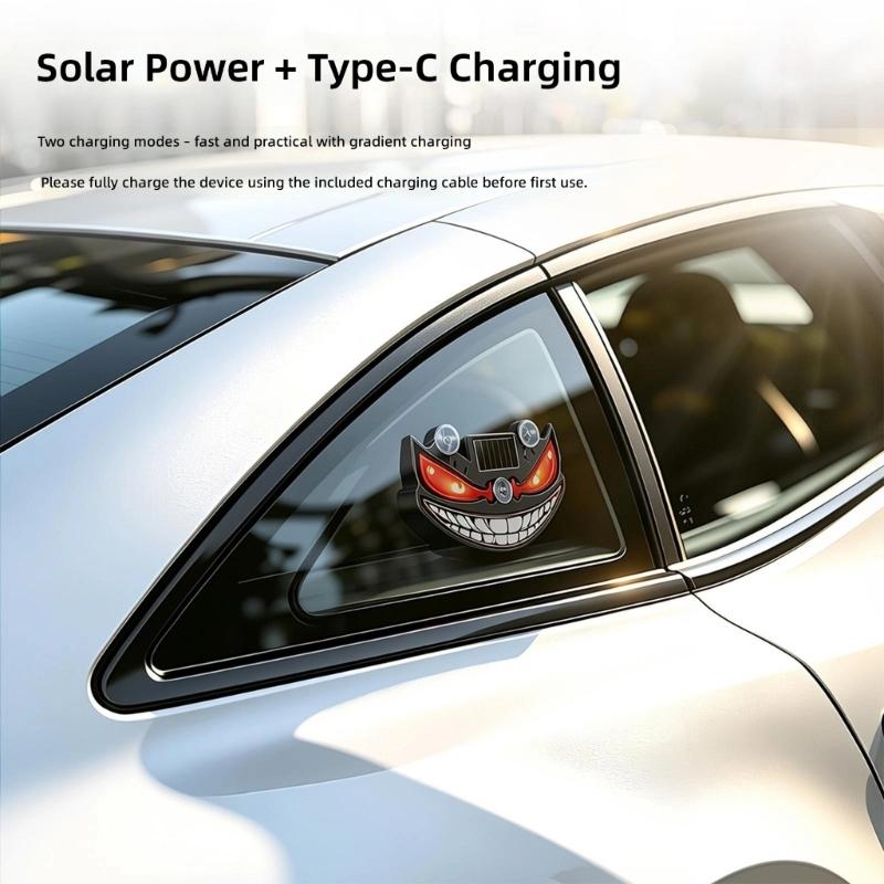 Solar Powered Rear Window Accent Light with Suction Cup Mount, LED Car Decor for Night Driving and Parked Display