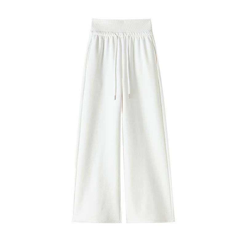 Women's American-Style Gray Wide-Leg Sweatpants: 2025 Spring Collection, Loose High-Waisted Casual Straight-Leg, Floor-Length.