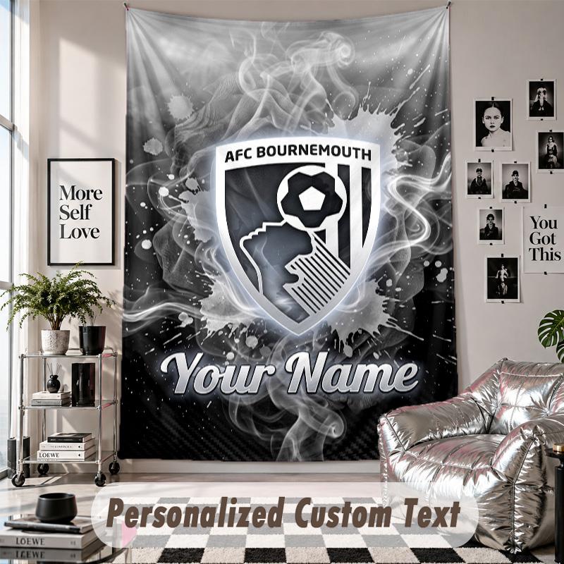 Custom Tapestry Wall Hanging, Bournemouth Football Personalized Name Text Home Wall Decor