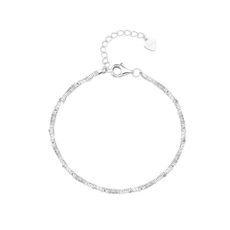 Yumei S999 Sterling Silver Starry Sky Bracelet – Versatile Broken Silver Design.