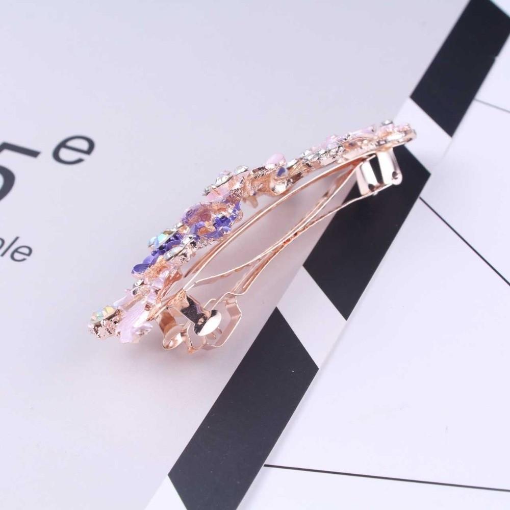 Oil Drip Design Zinc Zinc Alloy Hair Clip Floating Rhinestone Women's Headwear Floral Spring Clip  Party