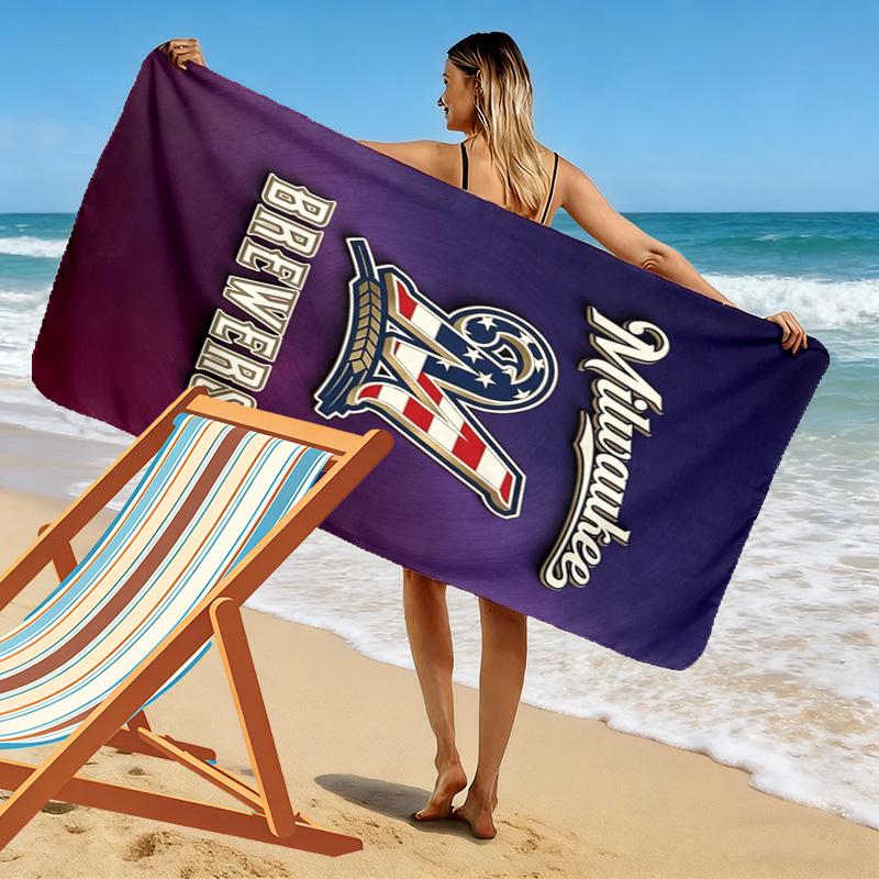 Milwaukee Brewers Print Strandtuch, Großes Weiches Schnelltrocknendes Handtuch für Strand Camping Schwimmen
